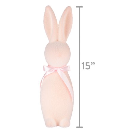 Way to Celebrate Easter Flocked Bunny Decor, Pink, 16"