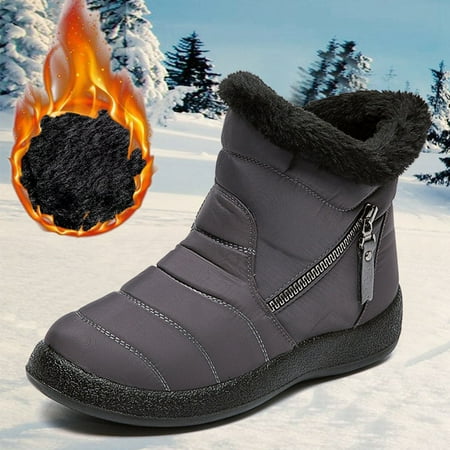 

Womens Boots Women s Boots Platform Boots Ankle Boots For Women Black Boots Winter Boots For Women Zipper Water Proof Plus Velvet Warm Shoes Grey 7 Boots for Women