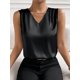 thumbnail image 1 of Xuyuer Women's Casual Fashion Solid Color V-Neck Satin Top, Chic Short Sleeve Blouse for Dinner Dates, Cocktail Parties and Spring Summer Evening Wear, 1 of 8