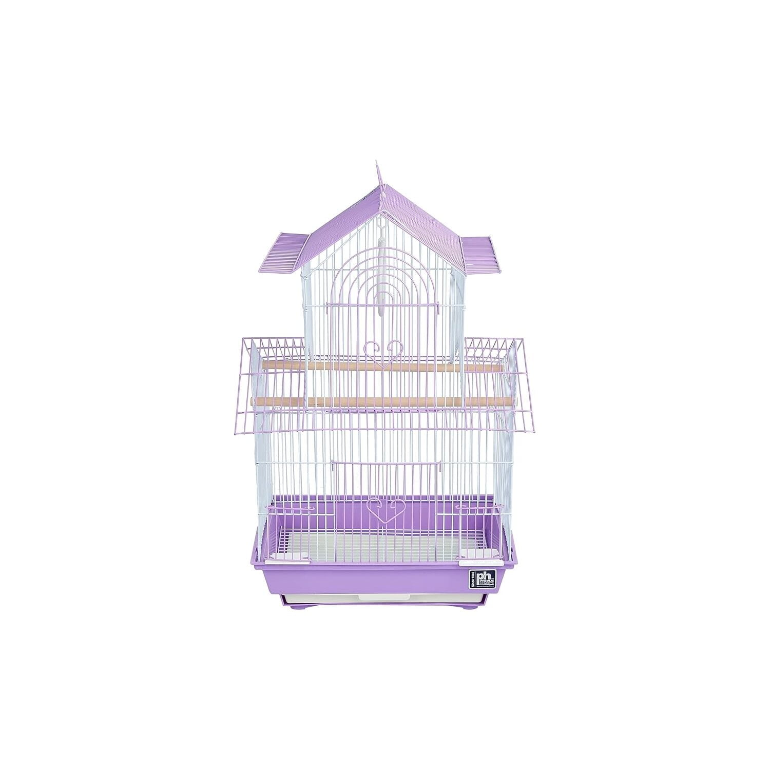 HomeStock Rustic Retreat Bird Cage with Natural Wood Accents, Durable Metal Construction, Spacious Interior, and Comfortable Features for Birds'-Color:Pink