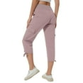 thumbnail image 6 of Lenpel Women's Cargo Capri Pants Lightweight High Waisted Drawstring Cropped Hiking Pants Summer Casual Travel Shorts with Pockets, 6 of 6