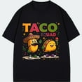 thumbnail image 3 of T-Shirt Black Taco Squad Cartoon Tacos With Sombrero And Maracas Music Notes Design For Casual Wear Party Fun Outfits, 3 of 3