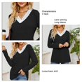 thumbnail image 2 of Camiseta de manga larga con cuello en V para mujer Camiseta de manga larga con cuello en V para mujer Camiseta básica holgada con empalme de encaje y ajuste moderno ANGGREK Otros, 2 of 7