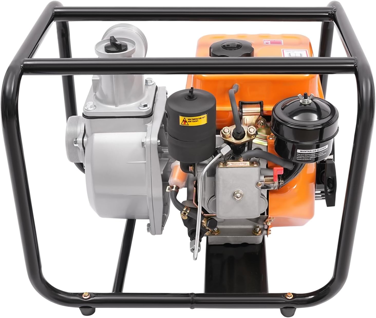 4-Stroke 196CC Diesel-powered Water Pump, 3 inch Trash Water Transfer Pump, Portable High Pressure with 24.61ft Hose, Diesel Water Pump for Irrigation Pool