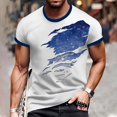 thumbnail image 5 of Men's Retro Raglan Polo Shirt, Three-Button Design with Patriotic Flag Print for Casual and Semi-Formal Occasions ,Blue L, 5 of 5