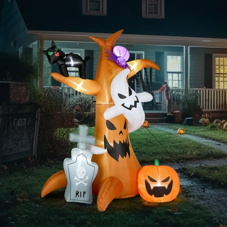 Ktaxon 8' Halloween Inflatables Outdoor Halloween Decoration with LED Lights Blow up Tree