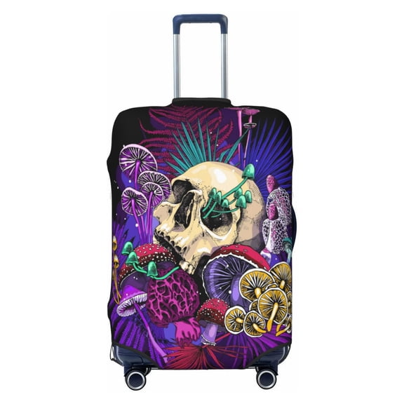 Xecao Mushrooms and Skull print Elastic Luggage Cover, with double-sided print , is perfect for travel, business, and daily use