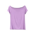 thumbnail image 2 of Tawop Womens Shirts Womens T Shirts Short Sleeve Plus Size Solid Pajamas Purple L, 2 of 7