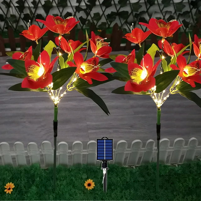 Aodebiao Solar Flower Lights Outdoor - Decorative Garden Stake Lights with LED Auto On/Off, IP65 Waterproof & Bendable Stems for Yard, Pathway, Fence (1 Pack)