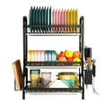 thumbnail image 3 of KRKZ 3-Tier Stainless Steel Dish Rack with Utensil Holder & Drain Tray, Space-Saving (Black), 3 of 9