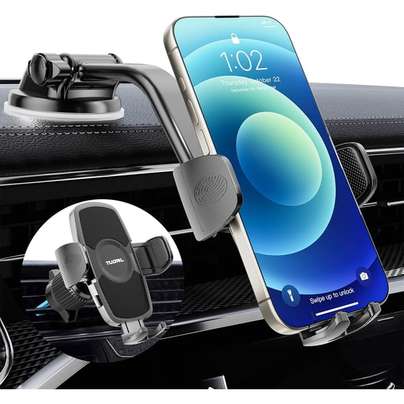 Phone Mount for Car Dashboard&Windshield&Air Vent,Super Suction Dash Cellphone Car Mount Stand for iPhone 16/15/14/13/12 Pro Max, Samsung & Android Smartphones