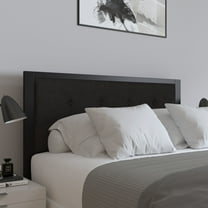 Merrick Lane Full Size Headboard Black Fabric Upholstered Button Tufted Headboard With Metal Frame and Adjustable Rail Slots