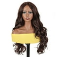 thumbnail image 2 of QUEENTAS 24" Brown Wigs for Women V Part Curly Red Brown Wigs Synthetic Water Wave Wigs Long Wavy Wig, 2 of 8