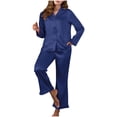 thumbnail image 3 of FAIWAD Silk Pajamas for Women Set Long Sleeve Button Down Sleepwear Comfy Loungewear Pjs Outfits, 3 of 6