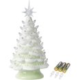 thumbnail image 1 of Sunlit Cordless Lighted Ceramic Christmas Tree Vintage Tabletop Christmas Decoration Pre-Lit Colorful Mini Light Bulbs 13" Traditional AA Battery Operated LED - Ombre Green, 1 of 7