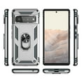 thumbnail image 3 of Designed for Google Pixel 6a Case, Military Grade Protective Phone Case Cover with Enhanced Metal Ring Kickstand [Support Magnet Car Mount] Compatible with Google Pixel 6a, Silver, 3 of 8