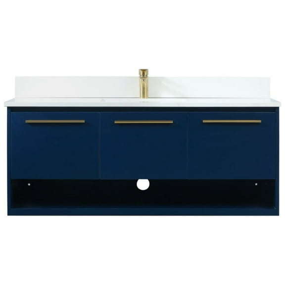 48 inch single bathroom vanity in blue with backsplash