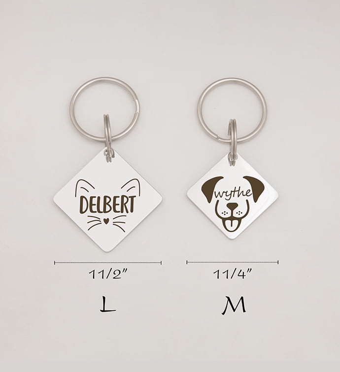 Anavia Metal Stainless Steel Diamond Name - Animal Face Birthday Holiday Christmas Engraved Dog Cat ID Tag, Gold