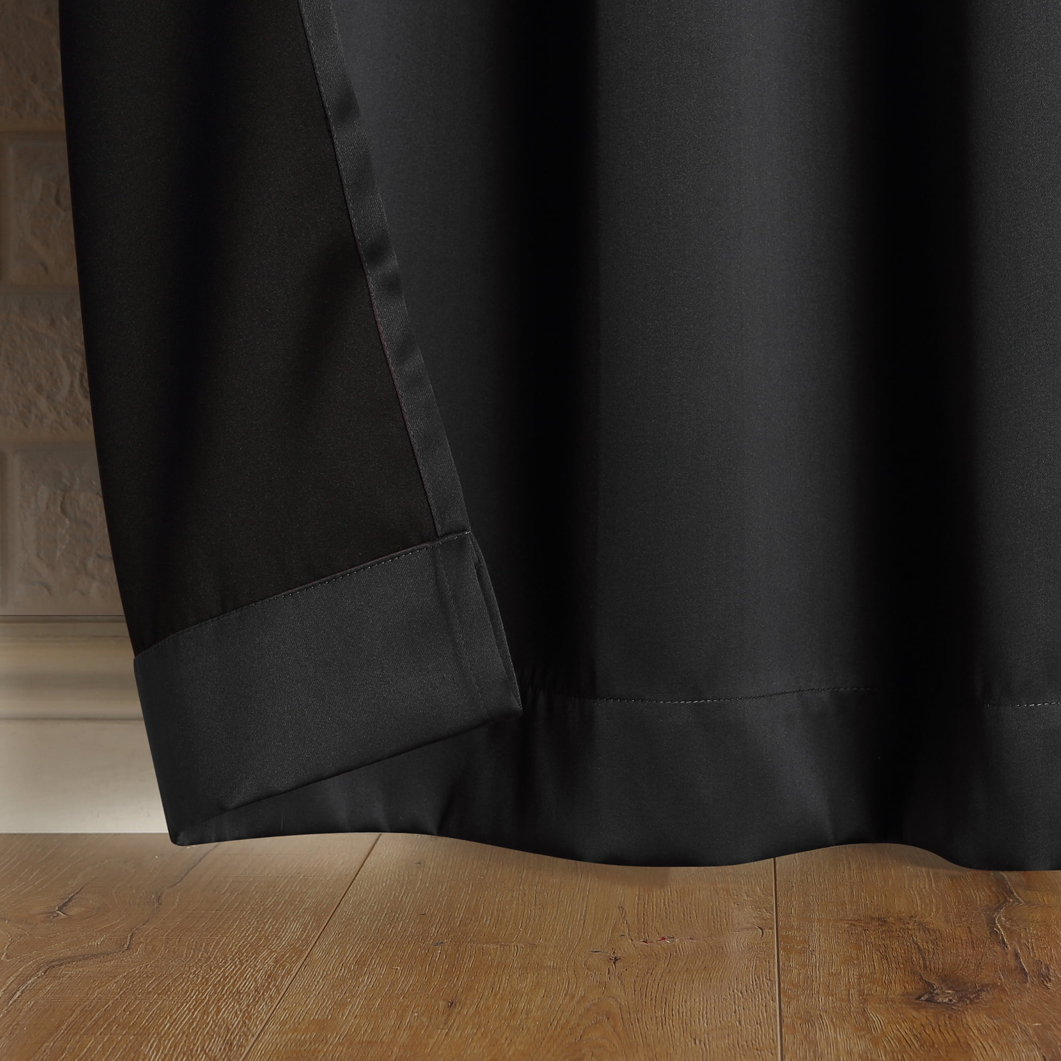 Sun Zero Avery 100% Blackout Rod Pocket Single Curtain Panel, Coal, 40"W x 95"L