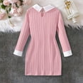 thumbnail image 4 of Tfken Dress For Girls Solid Color Classic-Fit Lapel Neck Long Sleeve Pink Dresses Size 9-10 Years, 4 of 7