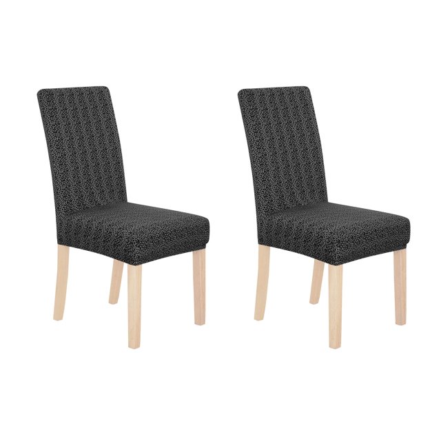 Deconovo - Funda de silla de comedor de punto jacquard, elástica, lavable y extraíble, de licra, para banquetes, juego de 2, color negro