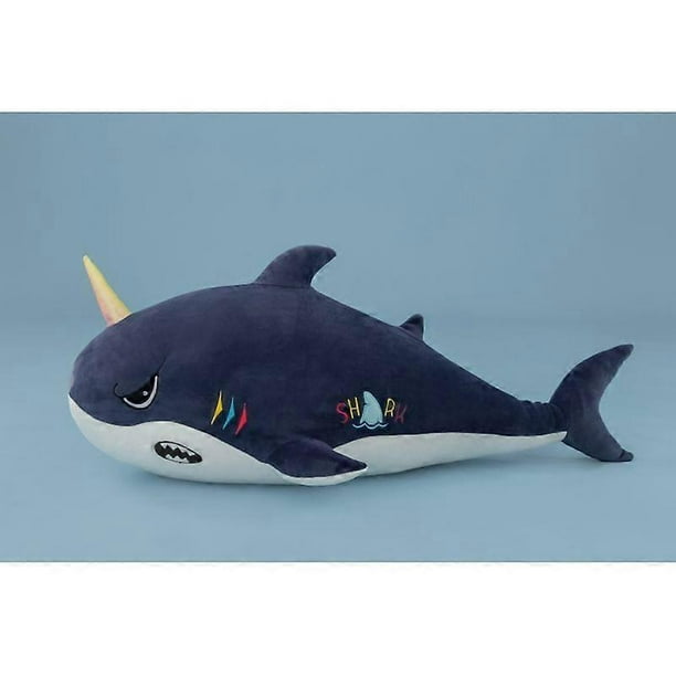 Lovely Dark Blue Shark Plush Toy Stuffed Animal Pillow Gifts for Kids Thanksgiving Gift(Dark Blue Shark, 23.6')