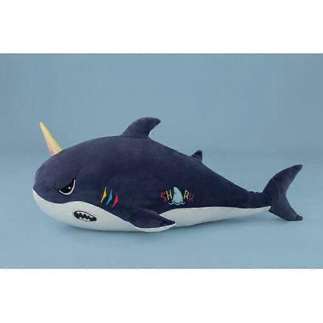 Lovely Dark Blue Shark Plush Toy Stuffed Animal Pillow Gifts for Kids Thanksgiving Gift(Dark Blue Shark, 23.6')