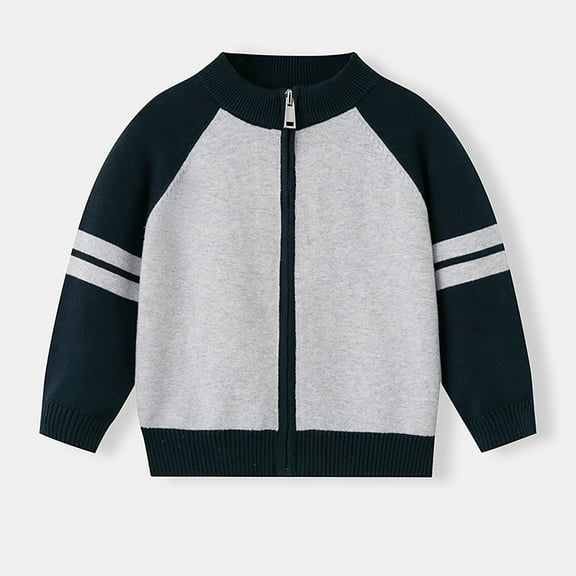 AUNVITO Kids Cozy Knit Cardigan Spring Lightweight Outerwear 2-12Y Unisex Full Zipper Long Sleeve Sweater Casual Everyday Wear