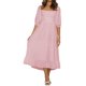 thumbnail image 1 of Sunloudy Vestido de verano para mujer, vestido midi con mangas acampanadas y cuello cuadrado liso con lazo en la espalda, vestido de una pieza largo con dobladillo con volantes para mujer Sunloudy  moda, 1 of 9