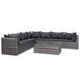 thumbnail image 1 of vidaXL 8 Piece Garden Lounge Set with Cushions Poly Rattan Grey, 1 of 5
