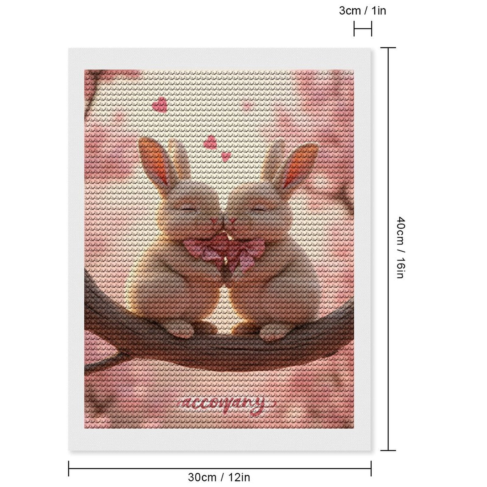 Diamond Art Kits for Adults, Romantic Bunny Pair Blossoms 5D Diamond Painting Kits for Adults Beginners, DIY Full Drill Diamond Painting, Gem Art and Crafts 12x16