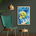thumbnail image 2 of Music Wall Art with Frame, Stained Glass Style Composition of Clef Notes and Keyboard in Summer Tones, Printed Fabric Poster for Bathroom Living Room, 23" x 35", Blue Yellow and Green, by Ambesonne, 2 of 2