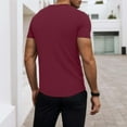 thumbnail image 4 of MIXUE Shirts For Men Summer Solid Color V Neck Short Sleeve Slim Fit Casual Pullover Tops Tshirts Activewear,Red,S, 4 of 6
