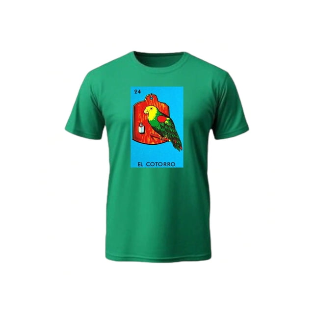 Playera El Cotorro De La Loteria Nacional Tradicion Mexicana Color Verde Talla Chica Marca Emil SaEs