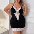 thumbnail image 7 of Xysaqa Plus Size Women Nightgown Sexy Floral Lace Chemise Sleepwear V Neck Womens Lingerie Sleep Dress Nightwear 2X 3X 4X Summer Savings, 7 of 7