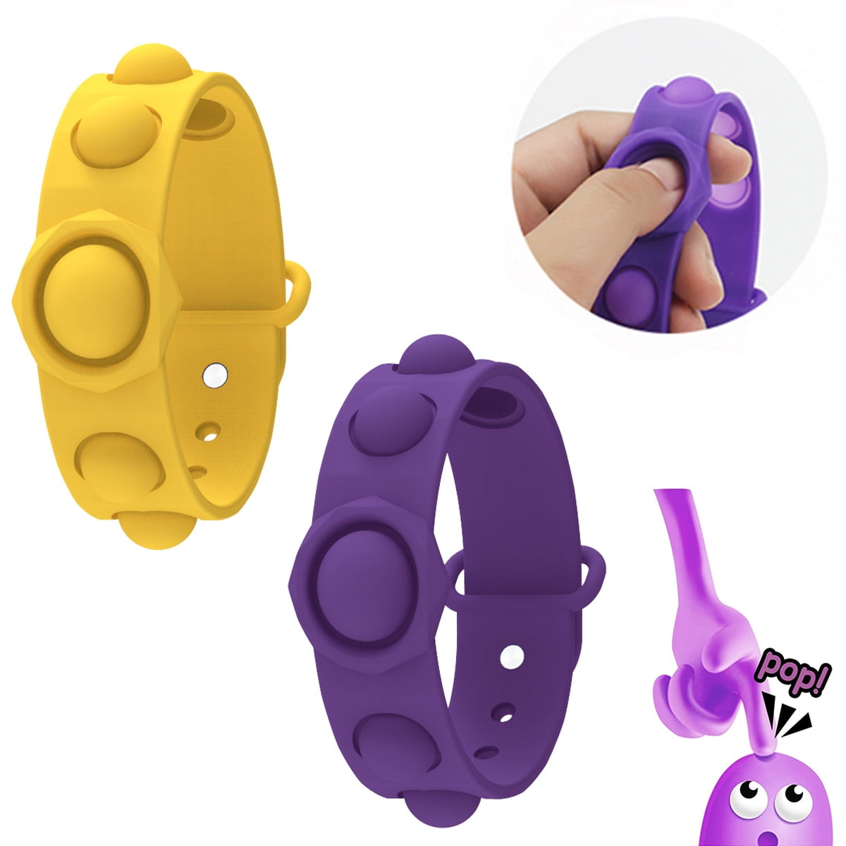 Doingart Pop It Fidget Toys Bracelets, Silicone Simple Dimple Push Bubble  Wristband, Sensory Toy for Adults Kids Stress Relief Decompression, Purple  Yellow, 2pcs - Walmart.com - Walmart.com