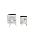 thumbnail image 2 of Tristan White Planter Pot With Nyra Gold Metal Planter Base - (Small & Medium Set), 2 of 5