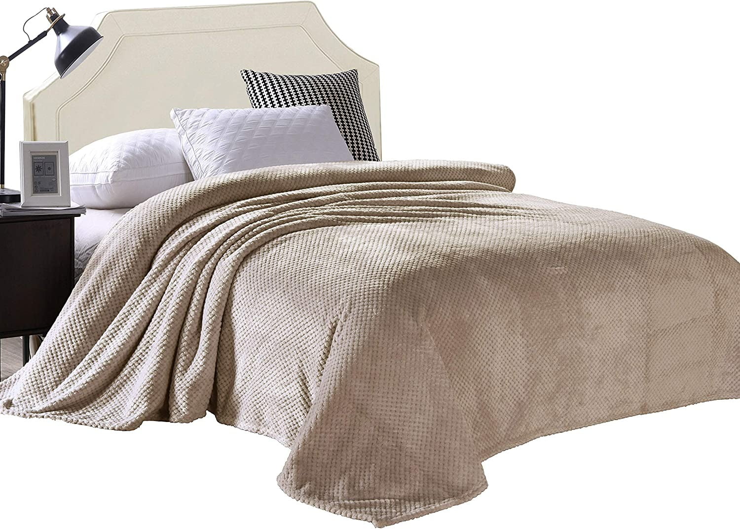 Exclusivo Mezcla Waffle Textured Soft Fleece Blanket,King Size Bed