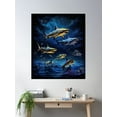 thumbnail image 2 of Ocean Sharks Swimming In Unity Poster Wall Art, Modern Wall Decor For Living Room Bedroom, 12x18 UNFRAMED, 2 of 3