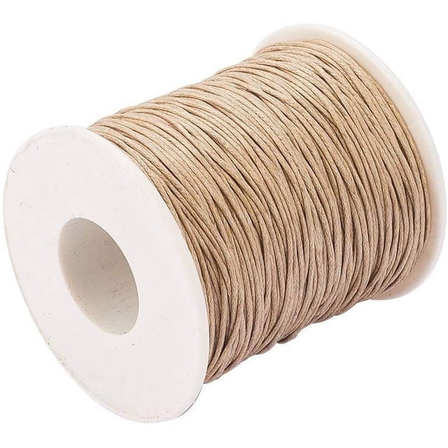 100 yardas de cordón encerado de algodón, hilo de algodón encerado de 1 mm, cordón para bisutería, pulseras, macramé, manualidades y bricolaje en cuero - Madera rústica