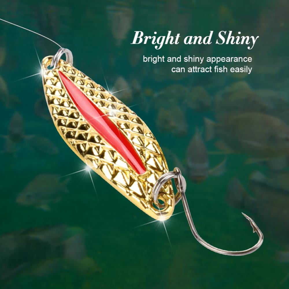 Tebru Spoon Lures, Metal Lures,10pcs Metal Shiny Spoon Bait Hard Lures with Hook Fishing Tackle