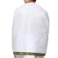 thumbnail image 3 of Stylesindia Men's Cotton Angavastram Stoles with Thalapathi Style Border - 1.2 Meters Length Dupatta (White), 3 of 4