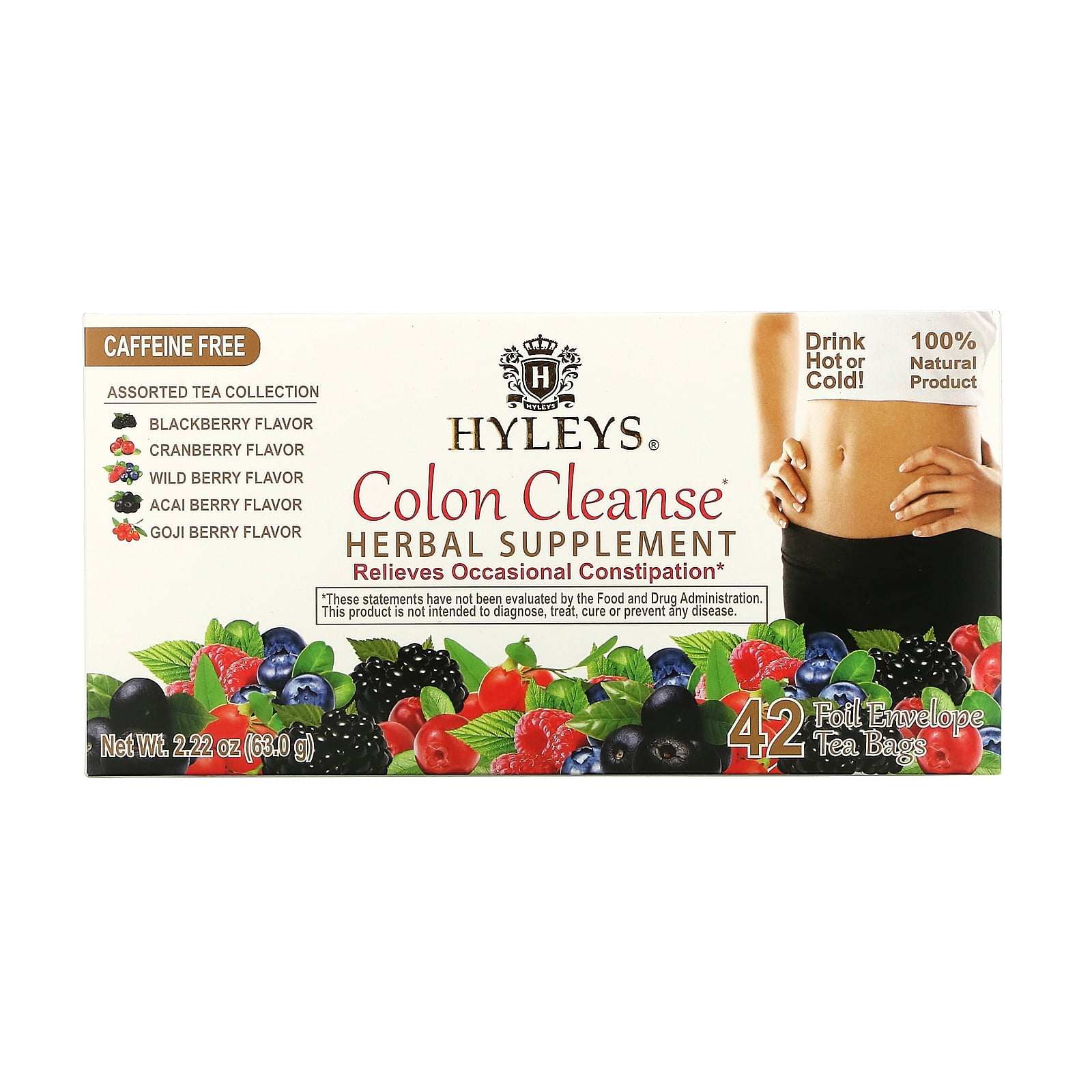 Colon Cleanse, Assorted Tea Collection, Caffeine Free, 42 Foil Envelope Tea Bags, 0.05 oz (1.5 g) Each, Hyleys Tea