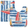 thumbnail image 7 of Yayeee Bath Rugs for Bathroom Floor Set of 2 Non Slip Fluffy Soft Absorbent Mat, Red Sailboats, 7 of 7
