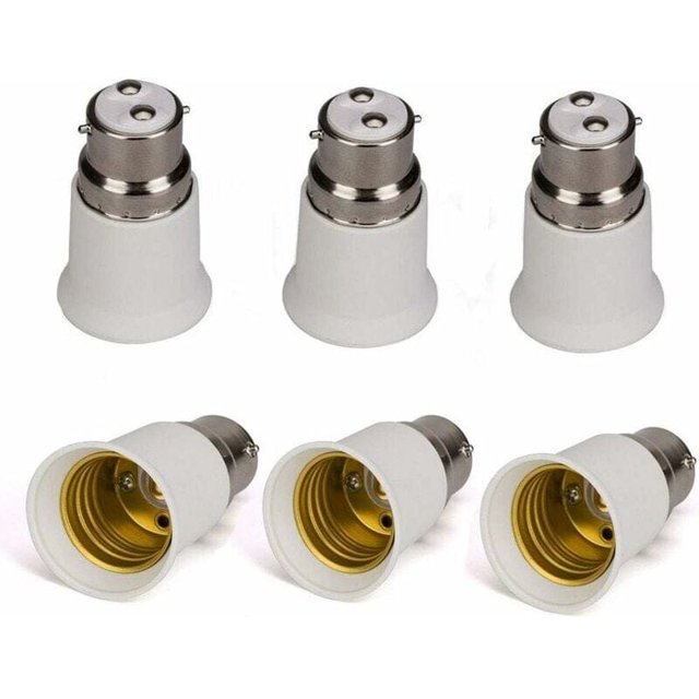 Juego de 6 portalámparas B22 a E27 - Adaptadores para bombillas LED