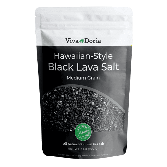 Viva Doria Hawaiian Style Black Lava Sea Salt, Lava Salt (2 Pound Medium Grain)
