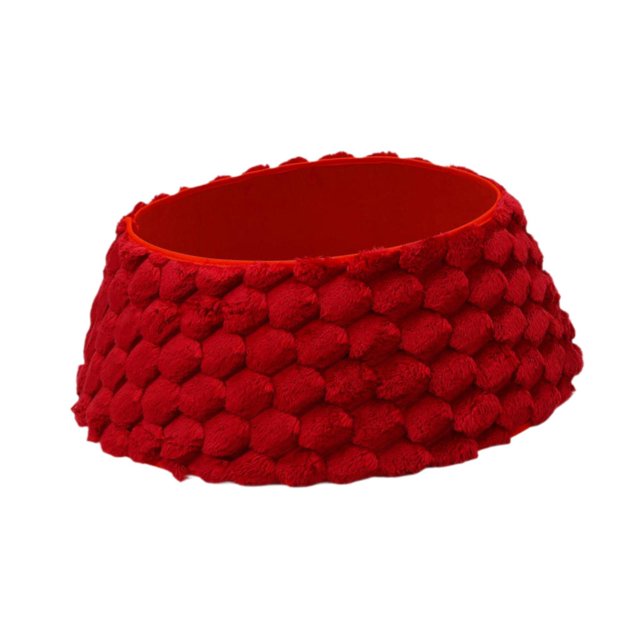 Shangren Collier de Sapin de Noël Rond Décoration Maison Ferme Base Décorative Support Rouge