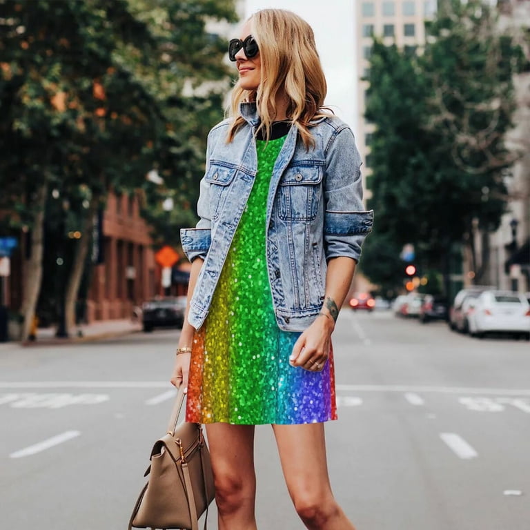 Balery Glitter Rainbow Pattern Women's Summer Dresses Loose Sleeveless Sundress, Casual and Comfortable Beach Dress for Hot Days - Walmart.com Balery Glitter Rainbow Pattern Women's Summer Dresses Loose Sleeveless Sundress, Casual and Comfortable Beach Dress for Hot Days - Walmart.com