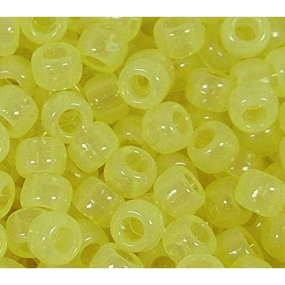 JOLLY STORE Crafts Yellow Glow in the Dark Pony Beads 9x6mm 500pc made in USA