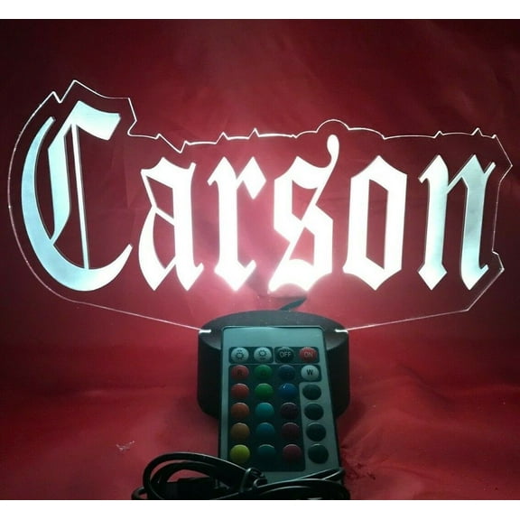 Name Light Up Lamp Any Name Shape LED Personalized Create Your Own Name in Old English Table Lamp LED, Our Newest Feature - It's Wow, with Remote 16 Color Options, Dimmer, Free Engraving, Great Gift